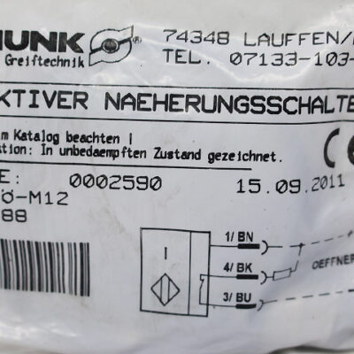 SCHUNK IN 80/O-M12 Inductive proximity switches 0301688