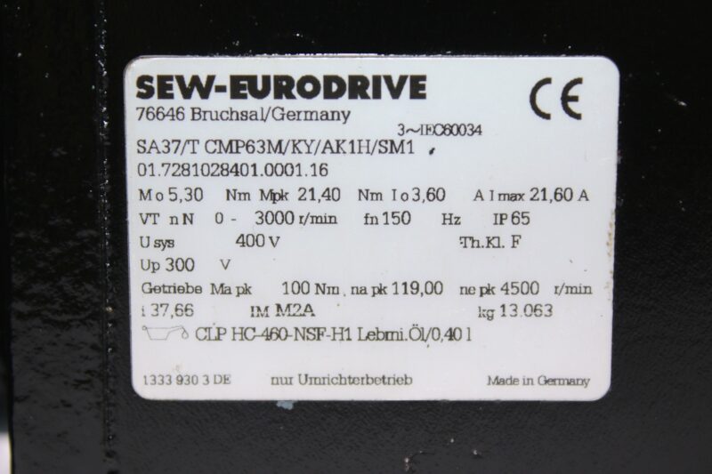 SEW CMP6M/KY/AK1H/SM1 SERVO MOTOR - Image 2