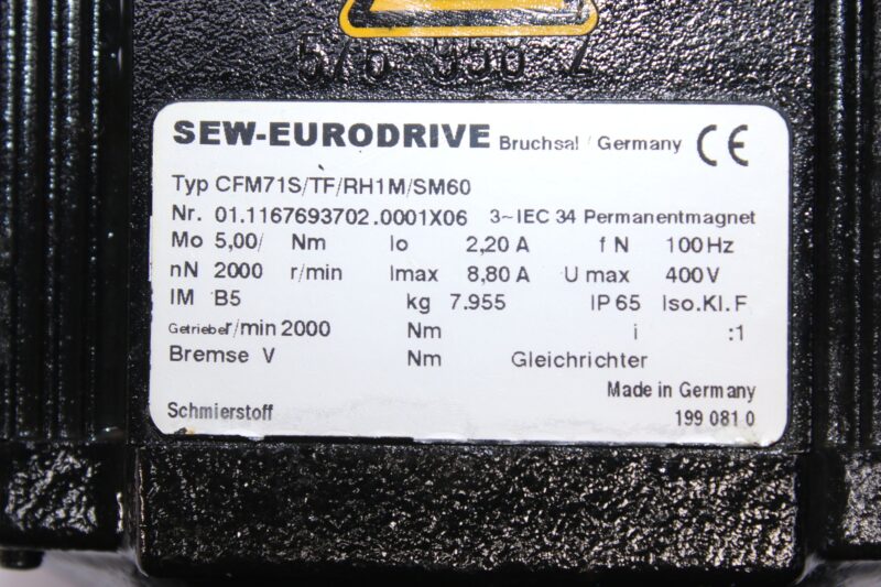 SEW CMF71S/TF/BH1M/SM60 SERVO MOTOR - Image 2
