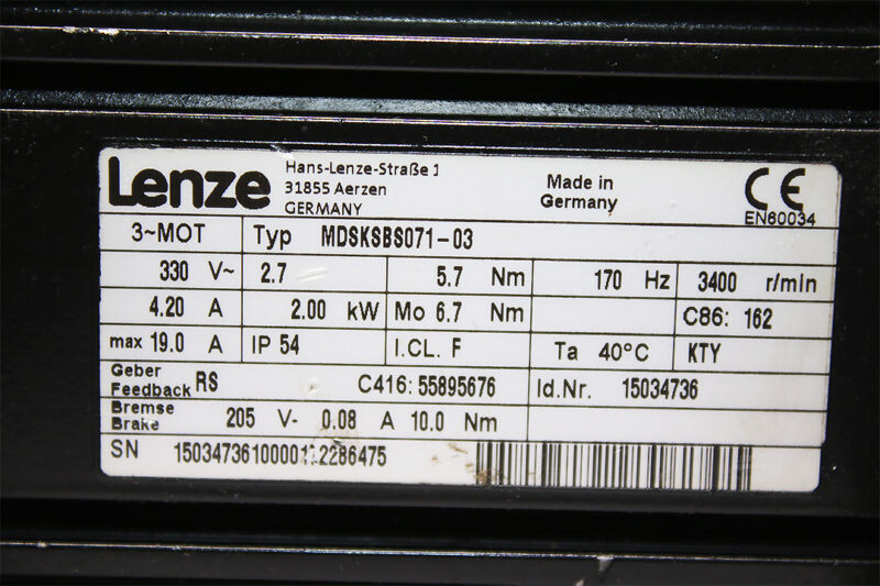 LENZE MDSKSBS071-03 SERVO MOTOR