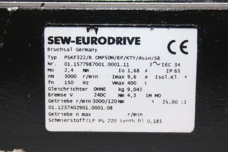 SEW CMP50M/BP/KTY/ASH1/SB SERVO MOTOR - Image 2