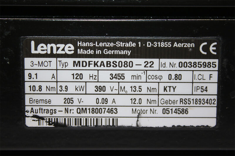 LENZE MDFKABS080-22 SERVO MOTOR