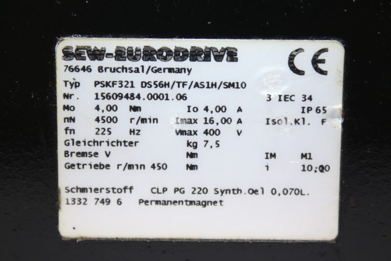 SEW DS56H/TF/ASH1/SH10 SERVO MOTOR - Image 2