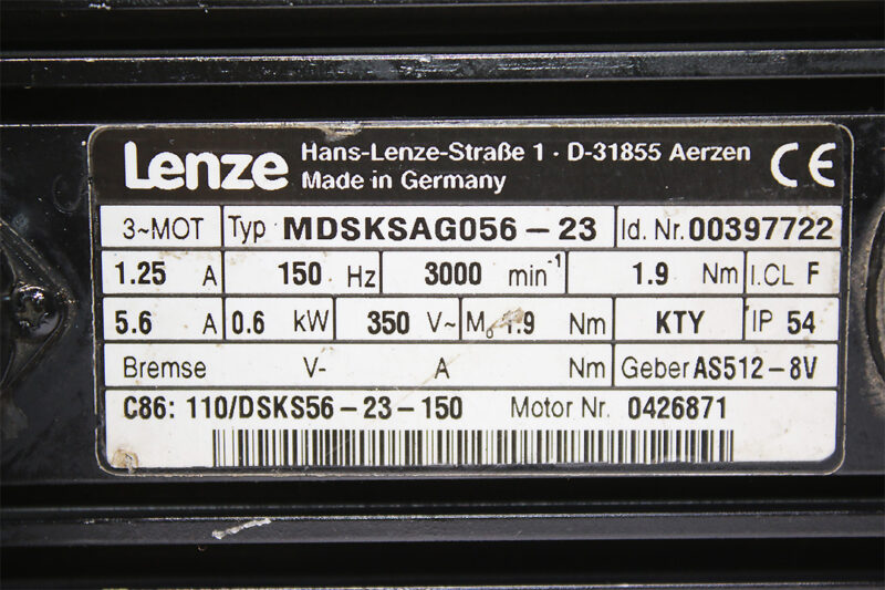 LENZE MDSKSAG056-23 SERVO MOTOR