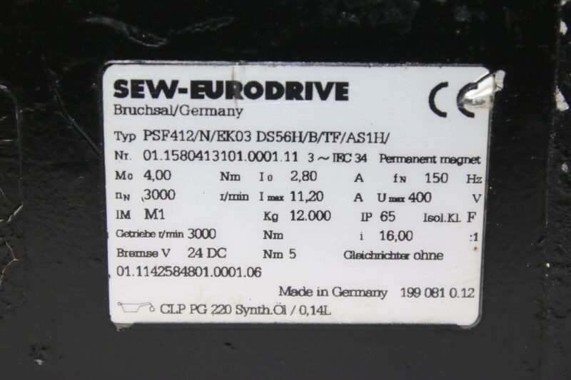 SEW PSF412/N/EK03 DS56H/B/TF/AS1H/ SERVO MOTOR - Image 2