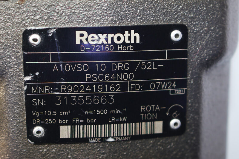 REXROTH R902419162 AXIAL PISTON VARIABLE PUMP A10VSO 10 DRG/52L-PSC64N00