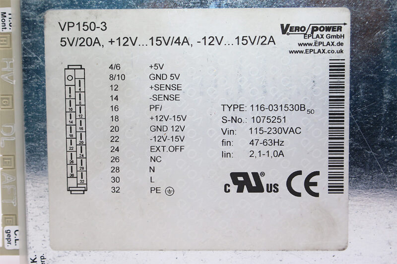 VERO VP150-3 POWER SUPPLY 116-031530B