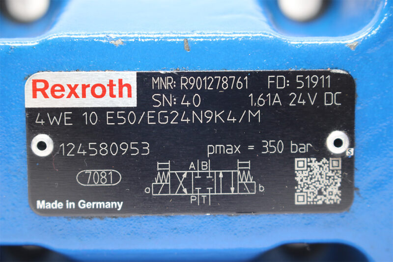 REXROTH R901278761 DIRECTIONAL CONTROL VALVE 4WE10E50/EG24N9K4/M