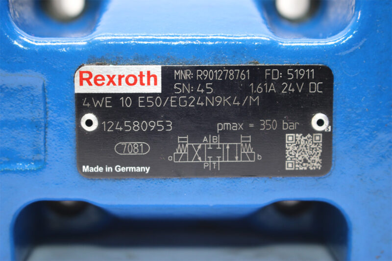 REXROTH R901278761 DIRECTIONAL CONTROL VALVE 4WE10E50/EG24N9K4/M