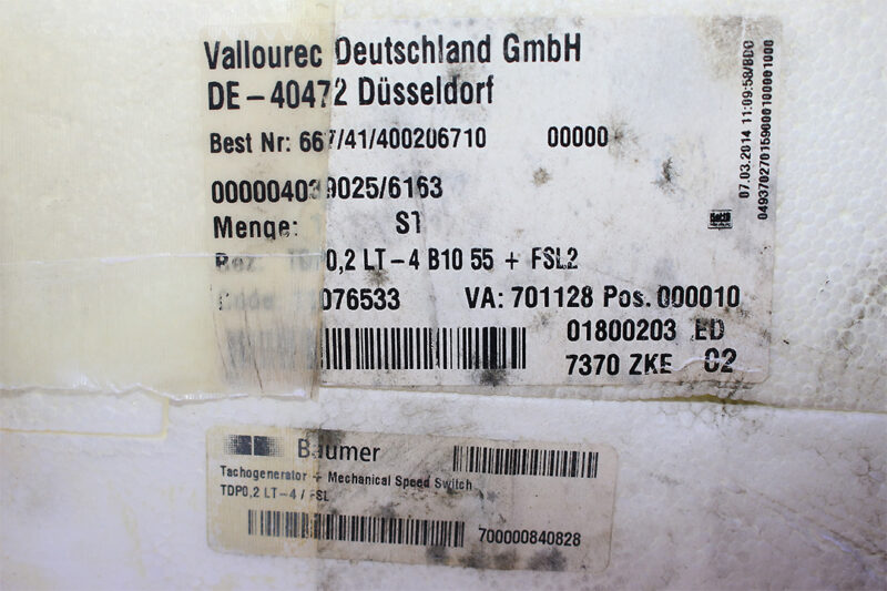 BAUMER TDP 0.2LT-4 + FSL TACHOGENERATOR/SPEED SWITCH