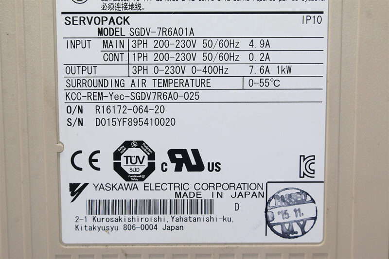 YASKAWA SGDV-7R6A01A SERVO PACK