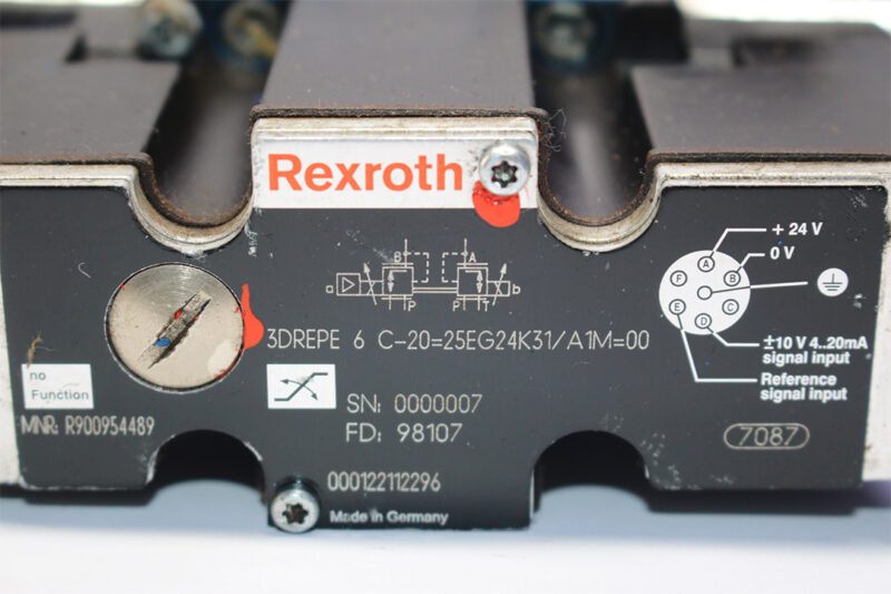 REXROTH R900954489,3DREPE6C-20=25EG24K31/A1M=00 PROPORTIONAL PRESSURE REDUCING VALVE R901221553