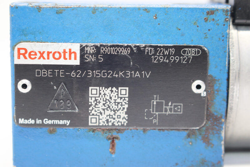 REXROTH R901029969 PROPORTIONAL PRESSURE RELIEF VALVE DBETE-62/315G24K31A1V