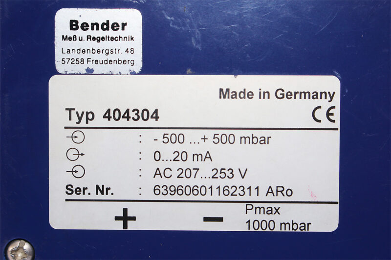 JUMO 404304 DIFFERENTIAL PRESSURE TRANSMITTER -0,5…0.5 bar