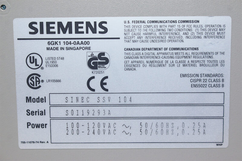 SIEMENS 6GK1104-0AA00 TRANSCEIVER MODULE SINEC SSV 104