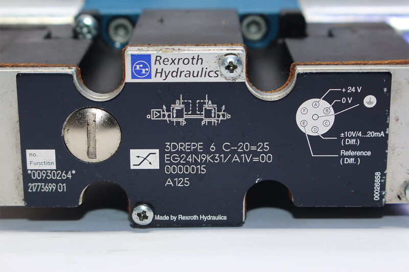 REXROTH R900930264,3DREPE6C-20=25EG24N9K31/A1V=00 PROPORTIONAL PRESSURE REDUCING VALVE R900960835