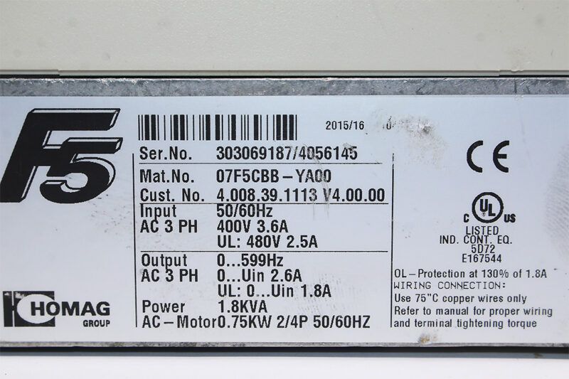 HOMAG 07FCBB-YA00 FREQUENCY CONVERTER