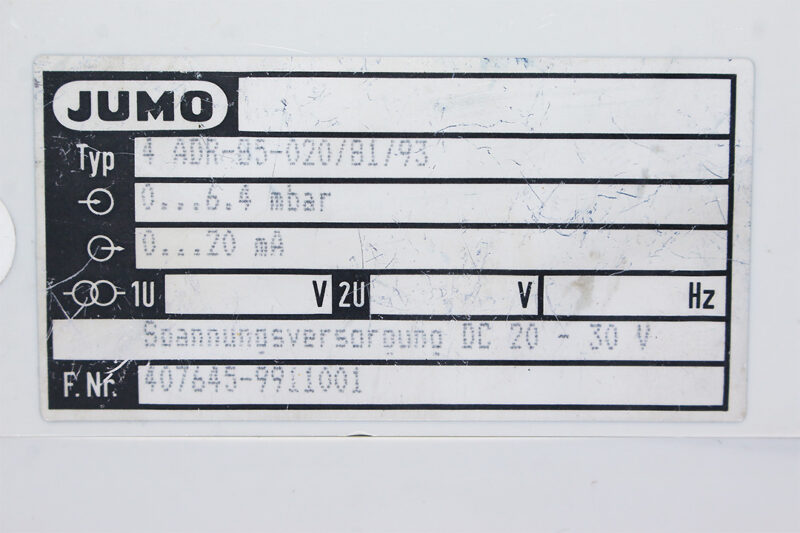 JUMO 4 ADR-85-020/81/93 DIFFERENTIAL PRESSURE TRANSMITTER