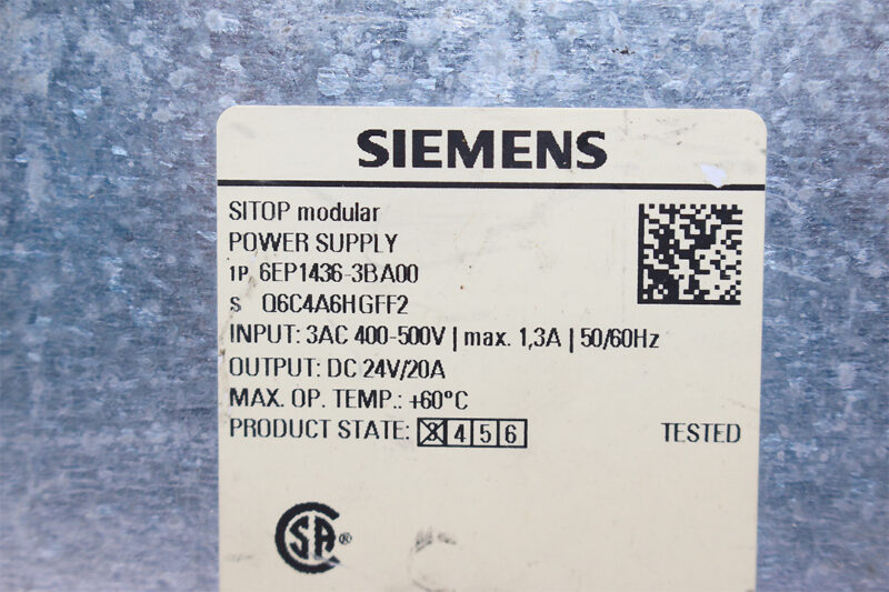 SIEMENS 6EP1436-3BA00 POWER SUPPLY