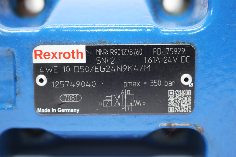 REXROTH R901278760 DIRECTIONAL CONTROL VALVE 4WE 10 D50/EG24N9K4/M