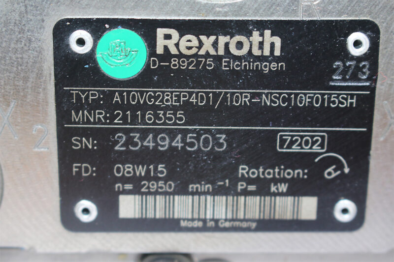 REXROTH 2116355 AXIAL PISTON VARIABLE PUMP A10VG28EP4D1/10R-NSC10F015SH