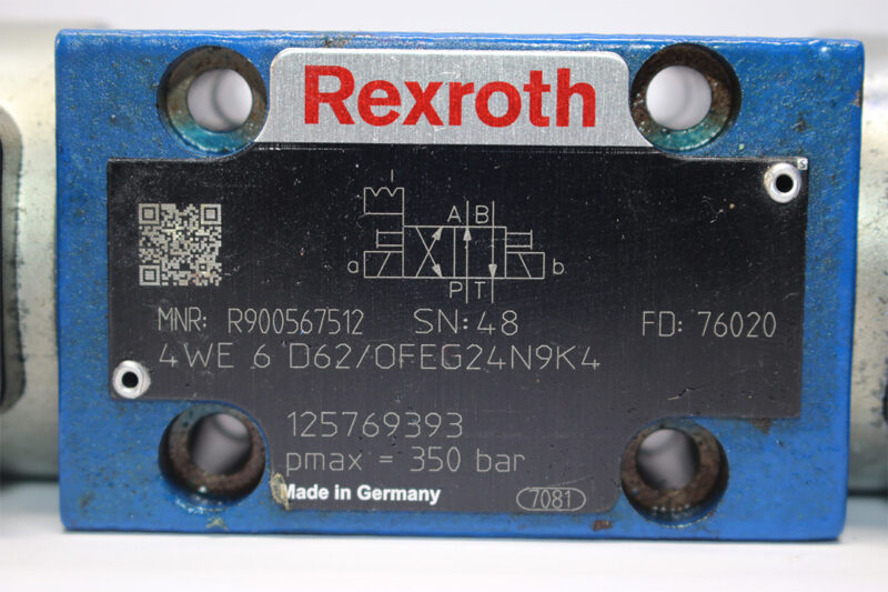 REXROTH R900567512 DIRECTIONAL CONTROL VALVE 4WE 6 D62/OFEG24N9K4