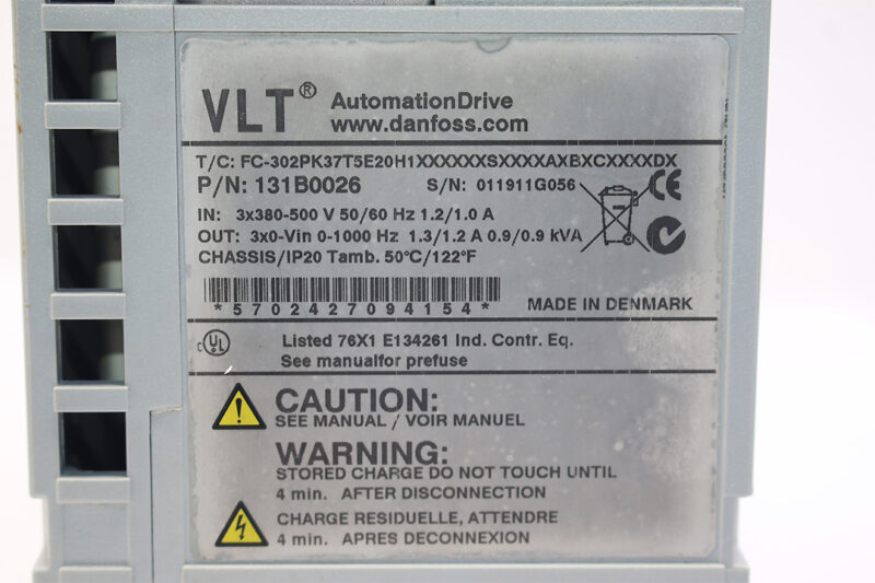 DANFOSS 131B0026 FREQUENCY CONVERTER FC-302PK37T5E20H1XXXXXXSXXXXAXBXCXXXXDX 0.37 KW / 0.50 HP