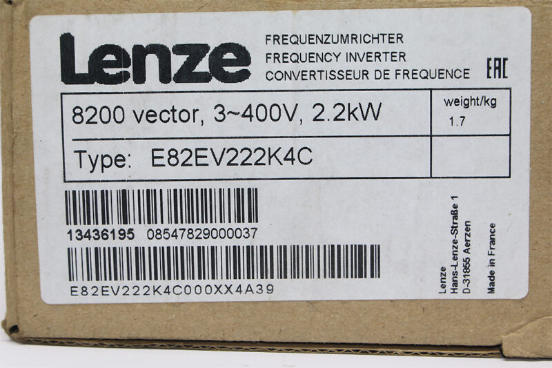 LENZE E82EV2224C FREQUENCY INVERTER 2.2 kW