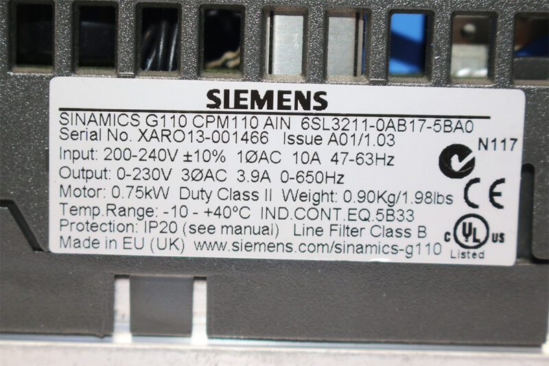 SIEMENS 6SL3211-0AB17-5BA0 AC DRIVE