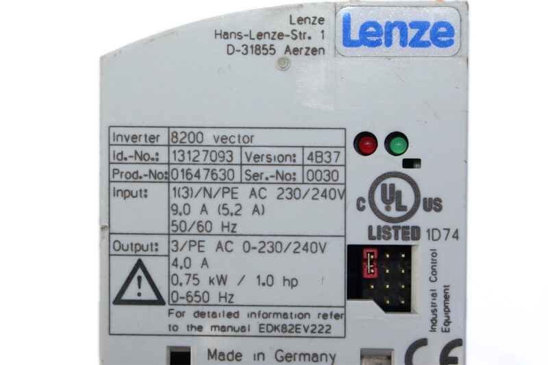 LENZE E82EV751-2C FREQUENCY INVERTER 0.75 Kw