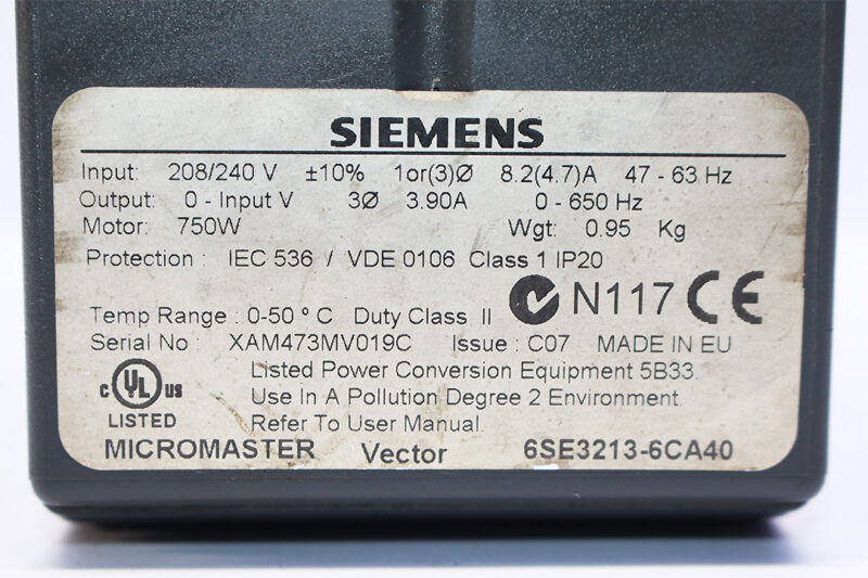 SIEMENS 6SE3213-6CA40 AC DRIVE