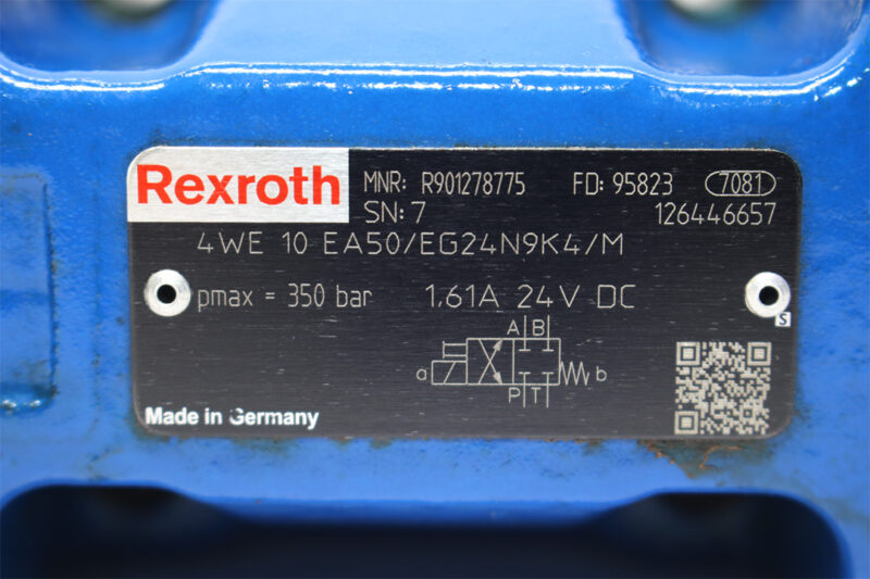 REXROTH R901278775 DIRECTIONAL CONTROL VALVE 4WE10EA50/EG24N9K4/M