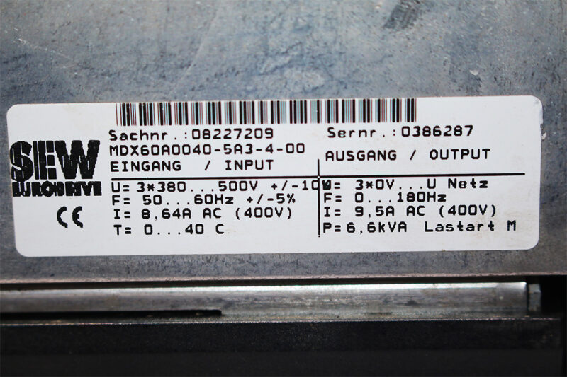 SEW MDX61B0040-5A3-4-0T MOVIDRIVE INVERTER DRIVE MDX60A0040-5A3-4-00