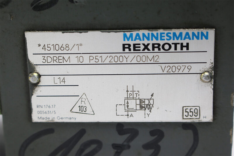 REXROTH 3DREM 10 P51/200Y/00M2 PROPORTIONAL PRESSURE REDUCING VALVE PILOT OPERATED