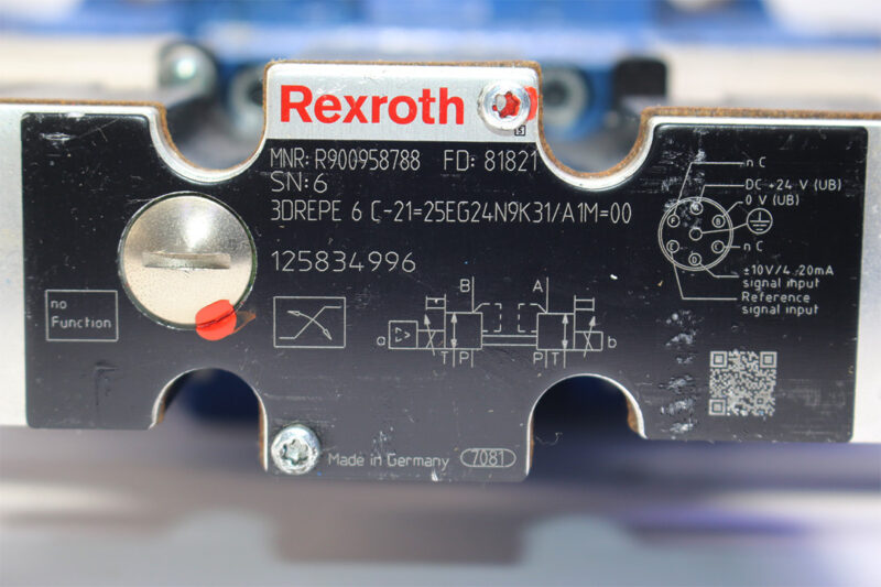 REXROTH R900958788,3DREPE6C-21=25EG24N9K31/A1M=00 PROPORTIONAL PRESSURE REDUCING VALVE R900707646