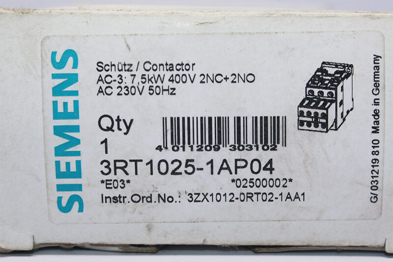 SIEMENS 3RT1025-1AP04 POWER CONTACTOR