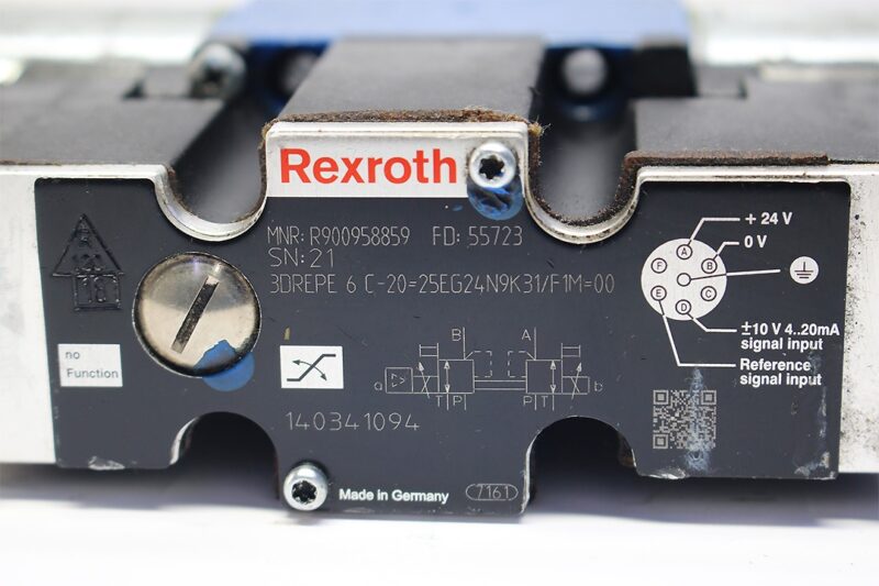 REXROTH R900958859 PROPORTIONAL PRESSURE REDUCING VALVE 3DREPE6C-20=25EG24N9K31/F1M=00