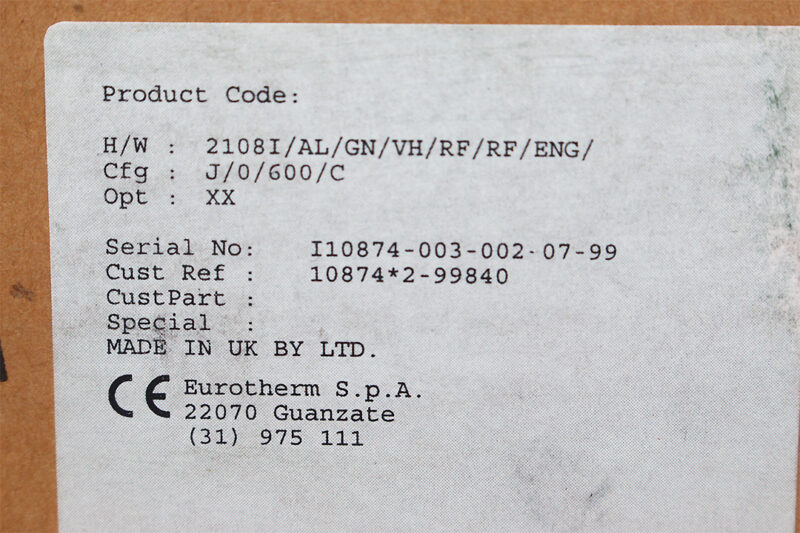 EUROTHERM 2108i 2108I/AL/GN/VH/RF/RF/ENG/ TEMPERATURE CONTROLLER