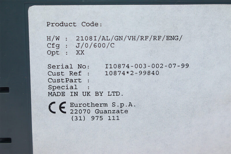 EUROTHERM 2108i 2108I/AL/GN/VH/RF/RF/ENG/ TEMPERATURE CONTROLLER