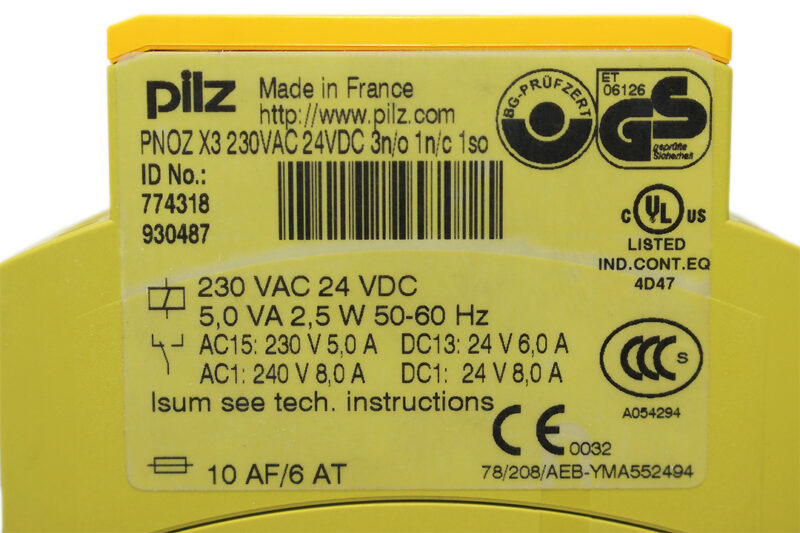 PILZ PNOZ X3 230VAC 24VDC 3n/o 1n/c 1so SAFETY RELAY 774318
