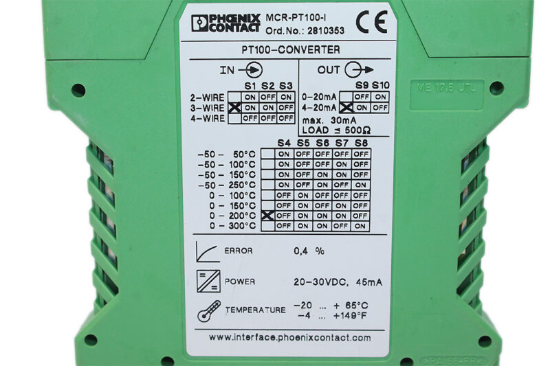 PHOENIX CONTACT MCR-PT100-I RESISTANCE THERMOMETER 2810353