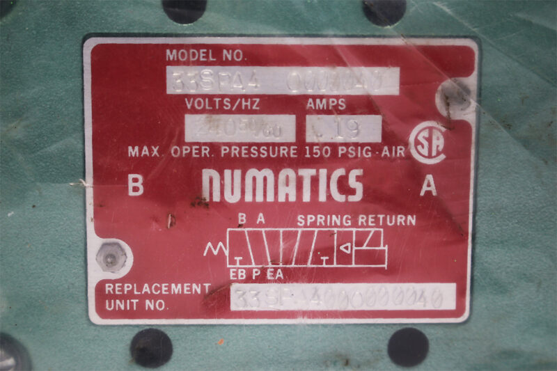 NUMATICS 33SPA4 O 000040 SOLENOID VALVE 33SPA400O000040