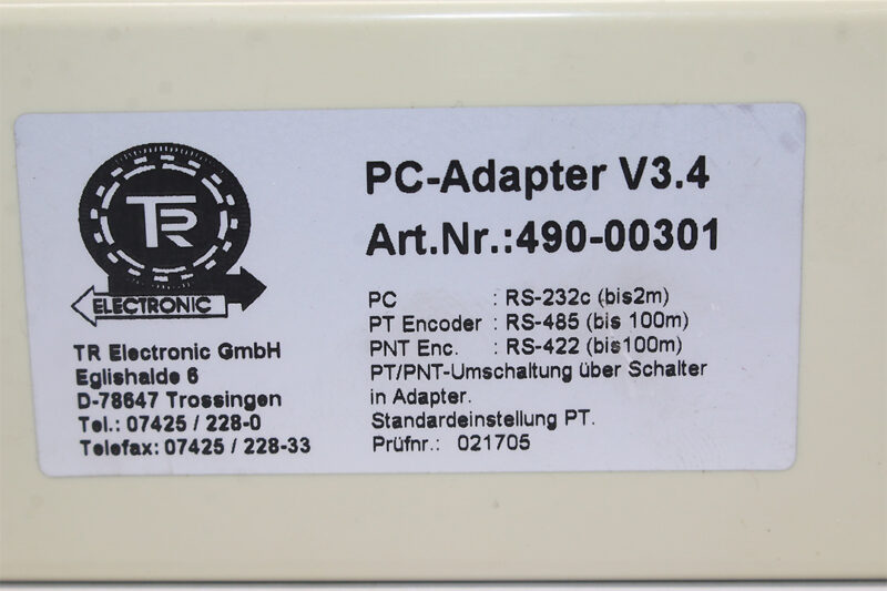 TR ELECTRONIC 490-00301 PROGRAMMING ADAPTER V3.4