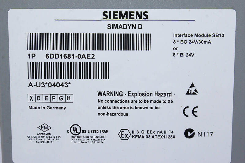 SIEMENS 6DD1681-0AE2 BINARY OUTPUT SB10