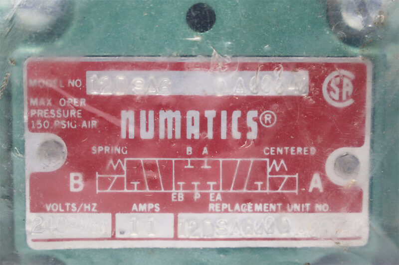 NUMATICS 12DSA6 OA00040 SOLENOID VALVE 12DSA600OA00040