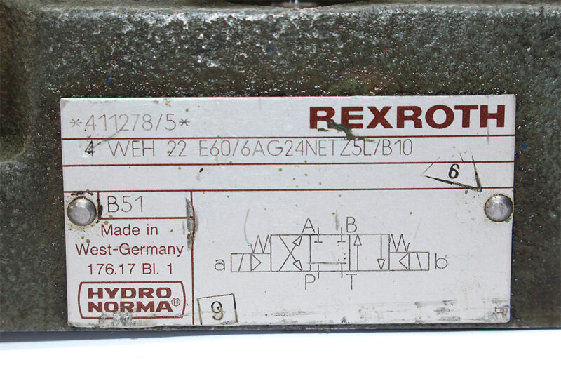 REXROTH 4WEH22E60/6AG24NETZ5L/B10 PILOT OPERATED DIRECTIONAL VALVE