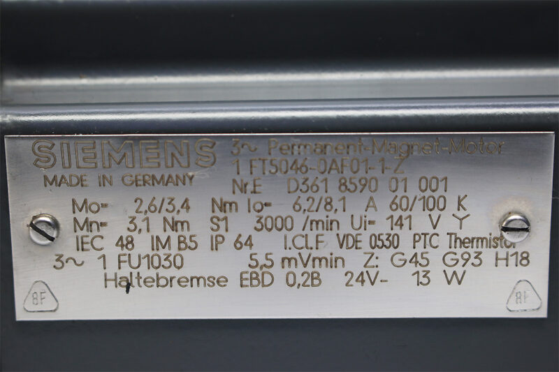 SIEMENS 1FT5046-0AF01-1-Z PERMANENT MAGNET MOTOR