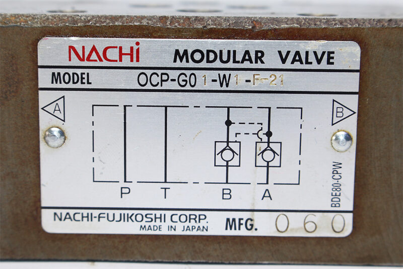 NACHI OCP-G01-W1-F-21 FLOW REGULATOR MODULAR VALVE