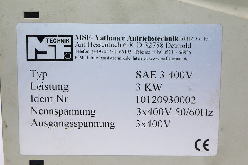 MSF TECHNIK SAE 3 400V ENGINE SOFT STARTER 10120930002