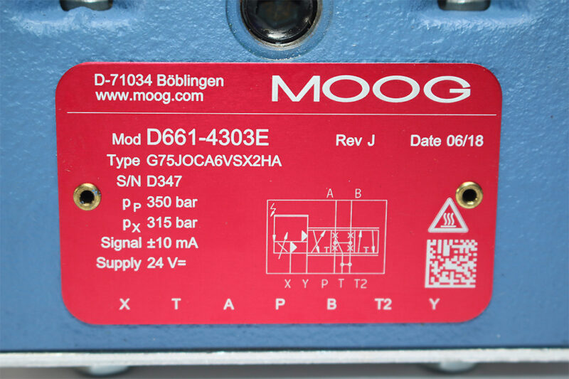 MOOG D661-4303E SERVO VALVE G75JOCA6VSX2HA